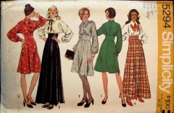 5294 SIMPLICITY 1972 LONG SLEEVE MIDRIFF DRESS LENGTHS PATTERN 10